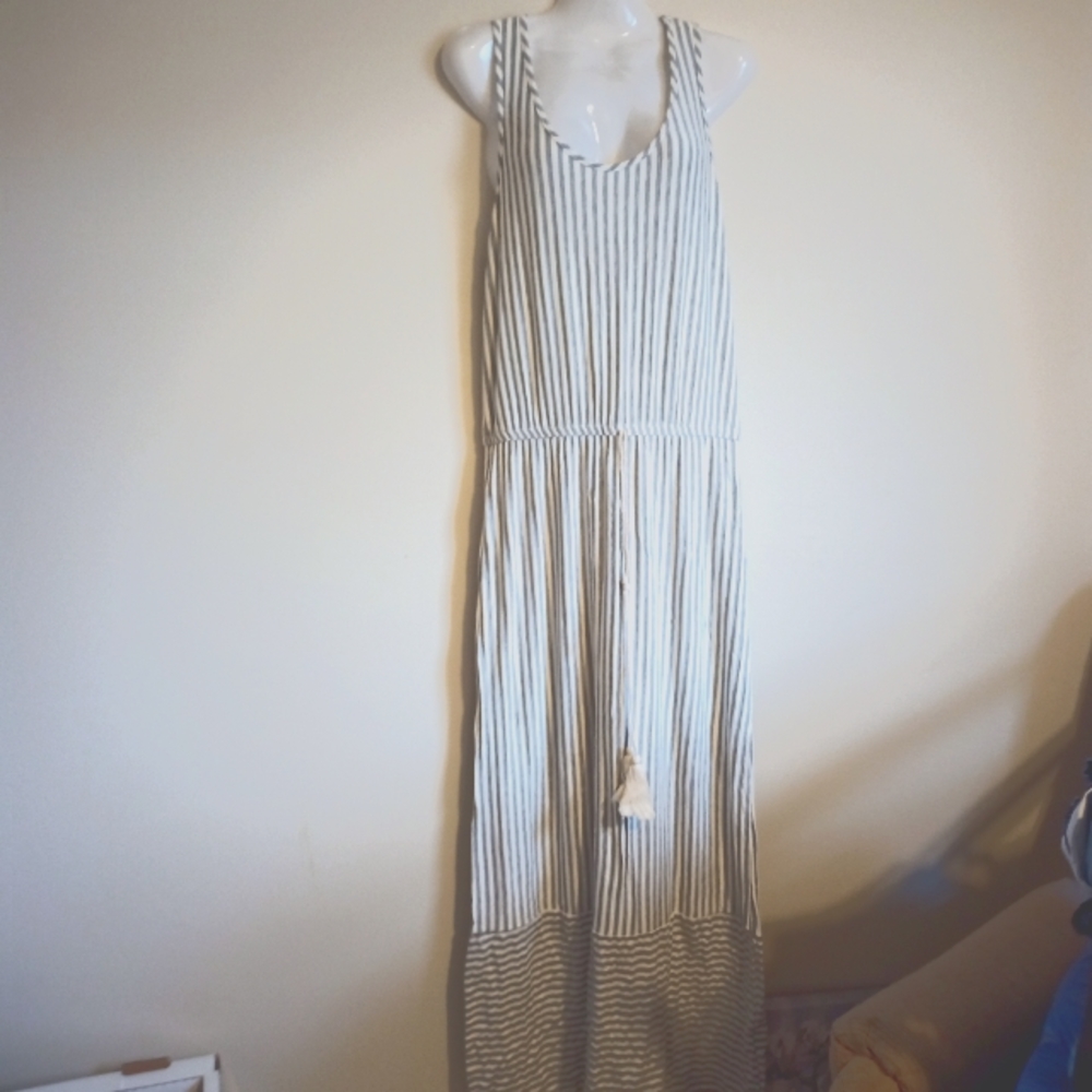 Le Lis striped maxi dress with tassle draw string